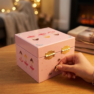 Caja Musical de Madera con Diseño de Mariposa y Bailarina Rosa, con un Solo Cajón, para Guardar Joyas de Niñas, Regalo - Product Image 4