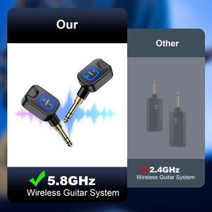ระบบกีตาร์ไร้สาย 5.8GHz ความหน่ว<span class=keywords><strong>ง</strong></span>ต่ำพิเศษ 4.6ms สำหรับกีตาร์ เบส อูคูเลเล่ และเครื่องดนตรีไฟฟ้า ขายส่ง - Product Image 2