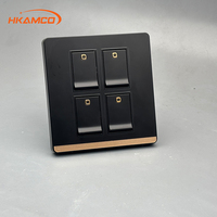 Interrupteur mural PC de type 86 avec finition dorée de luxe, interrupteur à bascule 4 voies, interrupteur 1 voie multifonction USB A/C pour la maison et l'hôtel