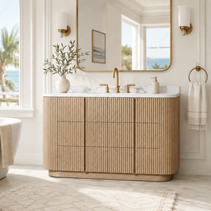 <span class=keywords><strong>Mobile</strong></span> <span class=keywords><strong>bagno</strong></span> in rovere massiccio, con piano in marmo Carrara scanalato a 6 cassetti, per villa di lusso, lavabo, credenza nordica, mobiletto in legno - Product Image 5