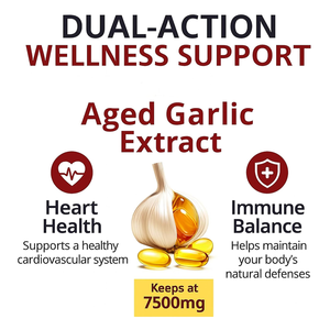 Yaşlandırılmış Sarımsak Ekstresi 300 Kapsül 7500mg Kokusuz Organik Sarımsak Takviyesi Kalp ve Bağışıklık Desteği için Vejetaryen Tamamen Doğal Yumuşak Kapsüller - Product Image 6