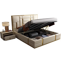 Cama King Size de Lujo con Tapicería de Cuero Genuino, Diseño Moderno, Resistente, para Uso en el Hogar o Hotel, Ecológica