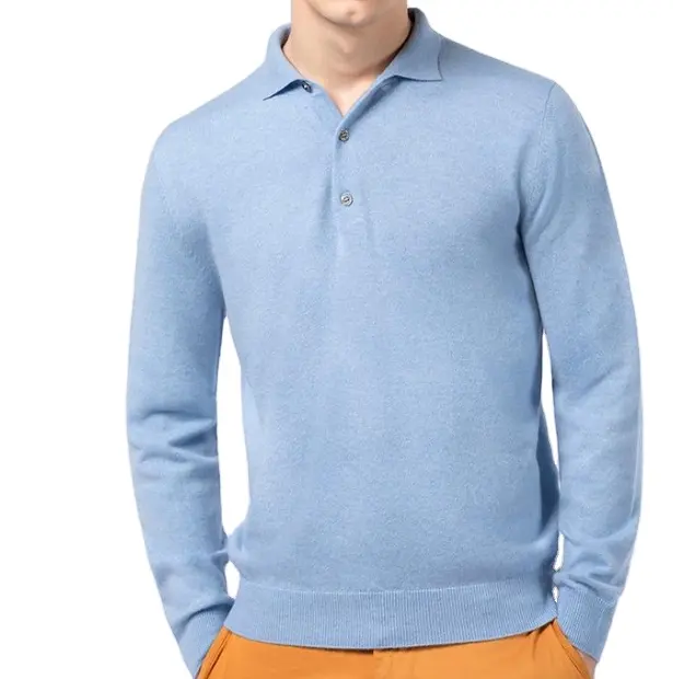 Sweater Kasmir Kerah Polo Pria