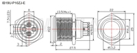 Interrupteur métallique 19 mm en laiton nickelé IP65 250 V, bouton-poussoir étanche à tête plate, verrouillage 1NO, 2 bornes à vis, commande électrique