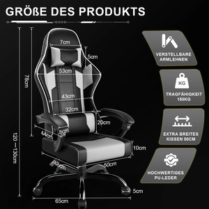 Chaise de gaming et de bureau noire avec massage et haut-parleurs, modèle Anchor, pour e-sport, Allemagne - Product Image 3