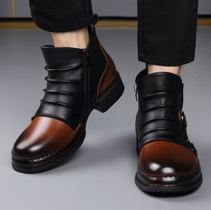 Autunno nuovo stile britannico retrò stivali <span class=keywords><strong>con</strong></span> <span class=keywords><strong>cerniera</strong></span> laterale e velluto caldi stivali in pelle da <span class=keywords><strong>uomo</strong></span> - Product Image 2