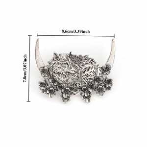 Maxfree - Pinzas para el Cabello con Diseño de Lobo Lunar y Flores, Estilo Vintage Retro, para Mujer, de Aleación, 9 cm - Product Image 2