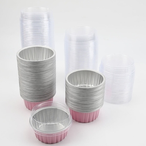 100pcs nhôm foil cupcake nướng ly có nắp đậy 5oz <span class=keywords><strong>Muffin</strong></span> Lót Pie bánh flan khuôn nướng tráng miệng chảo Creme Brulee ramekins - Product Image 2