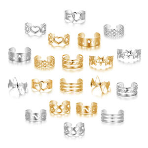 Lot de 10 bagues d'orteil vintage plaquées or, étoile et lune, ajustables, bijoux de pied pour femme, style plage, usage quotidien - Product Image 5