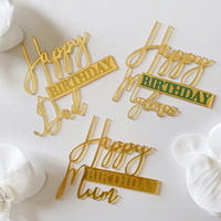 Décoration de gâteau en acrylique « Joyeux anniversaire Papa » et « Joyeux anniversaire Maman »