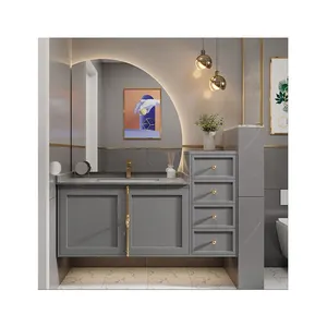 simple design lavatory wall mount blue and pink bathroom vanity cabinets mirror furniture light fixtures