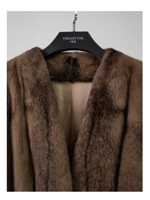 Manteau en fourrure de vison véritable importé, classique, long, texturé, de luxe, pour femme, chaud pour l'hiver, col en V, en fourrure de zibeline