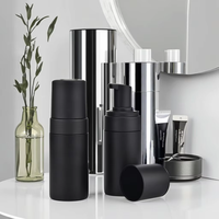 Bouteille de distributeur de mousse de surface mate 150ml/200ml Bouteilles en plastique noir PET pour nettoyant pour le visage Bouteille de pompe à mousse moussante liquide"