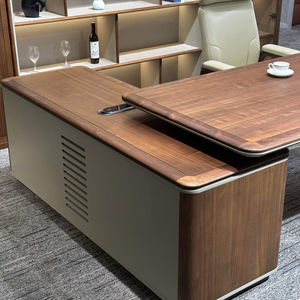 Escritorio de Oficina Ejecutivo de Alta Gama en Madera de Nogal con Gabinete de Almacenamiento, Mesa Ejecutiva Moderna para Oficina en <span class=keywords><strong>Casa</strong></span> - Product Image 5