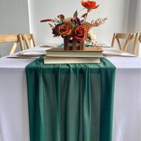 Drapeau de table en mousseline de soie perlée de couleur unie impression tissée moderne pour mariage anniversaire fêtes en plein air maison nappe en gros