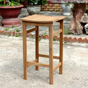 Rustic Acacia Wood <b>Garden</b> <b>Stool</b> Patio Seat Outdoor Furniture with Footrest for Courtyard Patio - Product Image 1