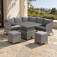 Meubles de jardin confortables en aluminium et rotin PE de style nordique moderne, canapé et table en osier pour patio extérieur, style européen