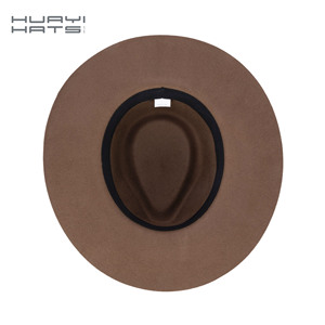 Bán Buôn Handmade Phẳng Cứng Cổ Điển Trống Chính Thức Thanh Lịch Của Phụ Nữ Úc 100% Len Cảm Thấy Tùy Chỉnh Rộng Vành Mũ Fedora - Product Image 6