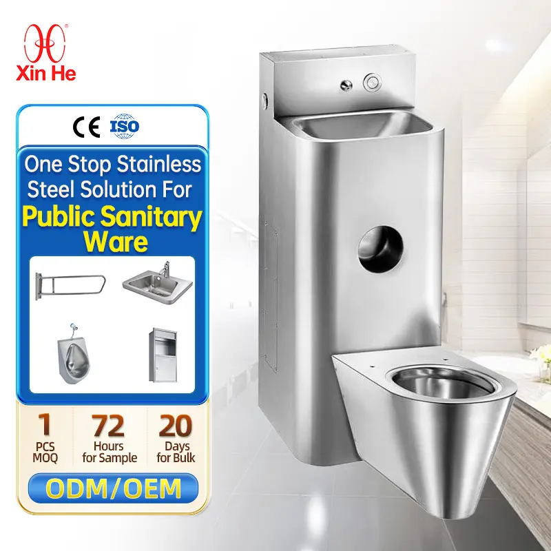 Set di servizi igienici personalizzati per lavandino da bagno in acciaio inossidabile con WC in acciaio inossidabile con lavabo