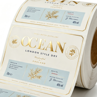 Étiquette de bouteille personnalisée écologique holographique 3D avec vernis, gaufrage en feuille d'or métallique, autocollant adhésif imprimé pour emballage