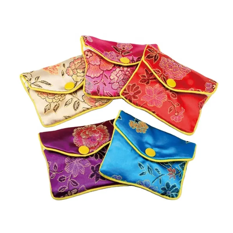 Amazon hot selling China silk bags pouches embroidered brocade bags for jewelry and gifts packing