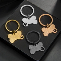 Accessoires de Collier pour Chien Gravé, Médaille d'Identification Os en Acier Inoxydable avec Empreintes de Patte Découpées et Creuses
