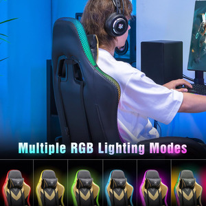 เก้าอี้เกมมิ่งทันสมัย ปรับแต่งโลโก้สำนักงานได้ ไฟ LED แจกตัวอย่างฟรี <span class=keywords><strong>หนัง</strong></span> PU สีชมพู ใช้ในบ้าน พร้อมล้อและฟังก์ชั่นนวด - Product Image 6