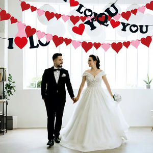 Bannière de décoration pour la maison, la Saint-Valentin, les mariages, les fiançailles <span class=keywords><strong>et</strong></span> les fêtes, avec texte « I LOVE YOU » <span class=keywords><strong>et</strong></span> <span class=keywords><strong>thème</strong></span> cœurs, guirlande à suspendre pour photos - Product Image 5