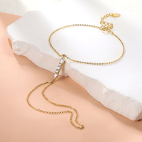RINNTIN APV03 Nuevo Estilo, Brazalete de Circonita Cúbica 5A, Diseño Simple, Joyería de Mano de una Pieza, Joyería de Plata de Ley 925 para Mujer