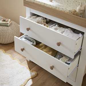 White Wooden 3 in 1 Multifunctional Baby Crib <strong>Bed</strong> Changing Table Set for Newborn Girl - Wardrobe Included Kid Bedroom Furniture - Product Image 5