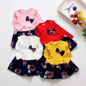 Nouveaux ensembles de t-shirts multicolores en coton biologique pour filles et robes en coton à imprimé intégral foncé, très demandés - Product Image 1