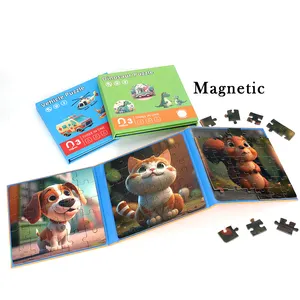 Groothandel Papier Magnetische Legpuzzels Kids Level Puzzels Verkeer Dier Cognitie Peuter Puzzel Boeken