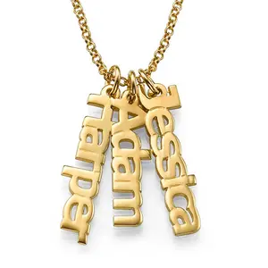 18k Gold Plated Fashion Three Name Necklace Personalized Multi Family Nameplate Necklace Jewelry Custom Mother Gifts