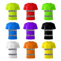 Venta caliente camisa de seguridad de manga corta Camisetas cuello redondo hombres secado rápido alta visibilidad reflectante trabajo de construcción camisas