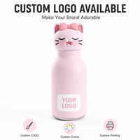 Bouteille isotherme sous vide en acier inoxydable 316 avec paille, motif tête d'animal et logo personnalisé, 450 ml