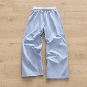 Pantalones Casuales de Hombre, de Pierna Ancha, Cintura Elástica, Bordados, con Rayas Blancas y Azules Vintage, de Popelina de Algodón, con Logotipo Personalizado - Product Image 2
