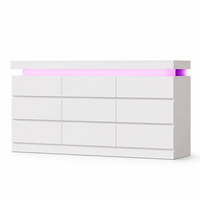 Commode HarmTai avec station de charge intégrée, ports USB, lumière LED RGB, 9 tiroirs, armoire de rangement