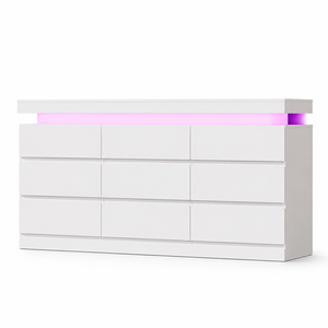<span class=keywords><strong>Commode</strong></span> HarmTai avec station de charge intégrée, ports USB, lumière LED RGB, 9 tiroirs, armoire de rangement - Product Image 5