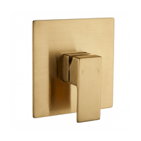 Robinet de douche encastré Purorigin en or brossé, design moderne, carré, mural, monocommande, contrôle eau chaude/froide, garantie 5 ans