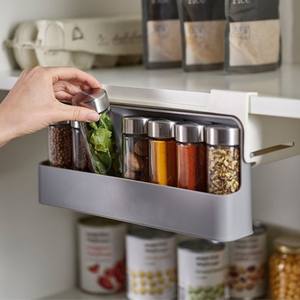 Kitchen Wall Mounted Plastic PP Double Tier Modern <b>Spice</b> Holder Under Shelf <b>Spice</b> <b>Rack</b> Drawer Pull Out <b>Organizer</b> Cabinet Storage - Product Image 2