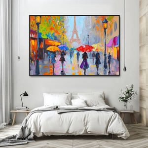Impressionniste fait à la main <span class=keywords><strong>Paris</strong></span> Tour Eiffel Paysage de rue Art mural moderne Belles peintures de paysage en acrylique - Product Image 1