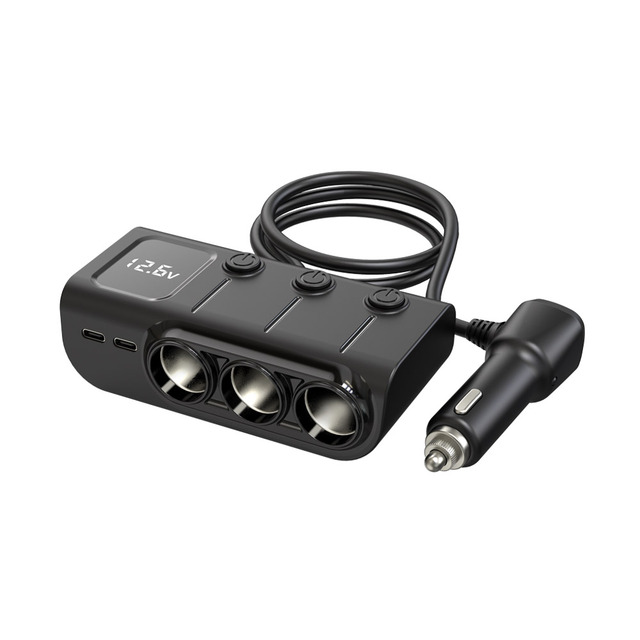 8 in 1 120W PD36W 12V 3 USB Charger with Cigarette Lighter Socket Switch Car Charger Car Cigarette Lighter Socket