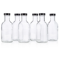 Grosir 8 oz 12 oz 16 oz botol kaca saus cabai bumbu kosong cincin leher botol kaca dengan tutup sekrup plastik