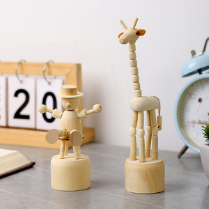 Adornos de escritorio de animales de madera, jirafa y marioneta de hombre, decoración creativa para el hogar, regalos para niños y oficina - Product Image 1