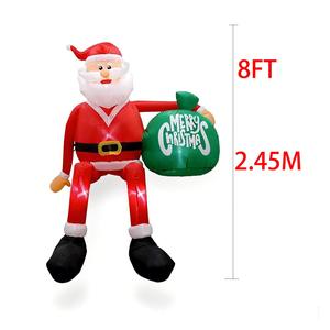 Classique 8 pieds Père Noël gonflable Natal avec lumières LED, décorations de Noël pour jardin intérieur/extérieur, style enfant avec sac - Product Image 4