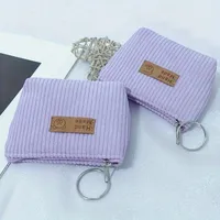 Pochette à monnaie en velours, organiseur de cosmétiques durable, sac de transport unisexe doux à rayures, mini pochette en velours, petit sac de rangement de voyage