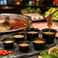 Gobelets à sauce en plastique PET transparent, contenants à sauce jetables avec couvercles pour l'emballage de plats à emporter