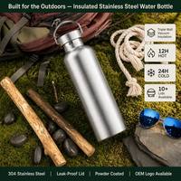 Botella de Agua Deportiva con Aislamiento al Vacío de Doble Pared, de Acero Inoxidable 18/8, con Tapa y Pajita, Libre de BPA, a Prueba de Fugas, Boca Estándar