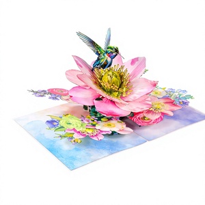 Carte pop-up 6x8 motif Colibri floral avec enveloppe vierge, carte de vœux en carton imprimé numériquement Viet-craft OT1009 Hanoi - Product Image 3