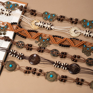 Bohemian Vintage-style Metal Waist Chain Hand-woven Thick Style Ethnic-style Belt Auto Lock Buckle Luxe Feel Delicate Tassel - Product Image 1